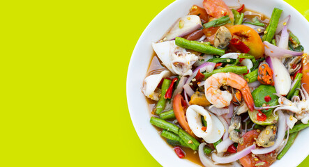 Thai spicy salad with seafood