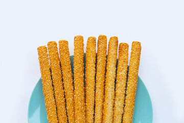 Bread sticks on white background