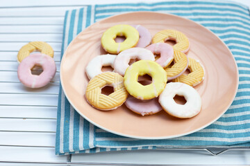 Cookie shapes donut. Colorful snack