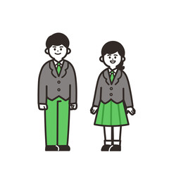ブレザーの中高生男女のアイコン green