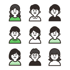 笑顔の人物アイコンセット green