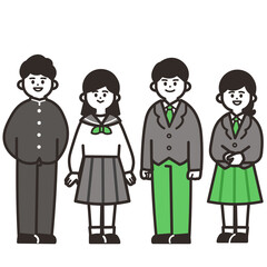 中高生男女4人 green