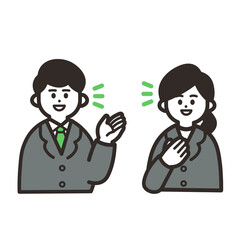 話し合うスーツの男性とスーツの女性 green