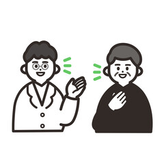 話し合う男性の医者と高齢男性 green