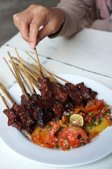Sate maranggi is an authentic Sundanese food in Indonesia which is commonly found in Purwakarta.          