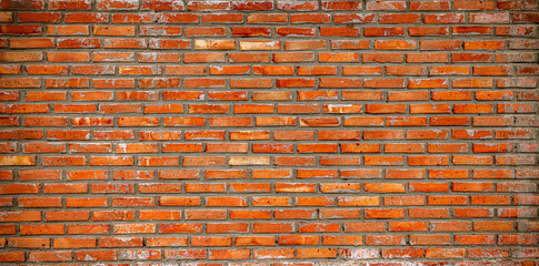 Panorama of Red brick wall texture background
