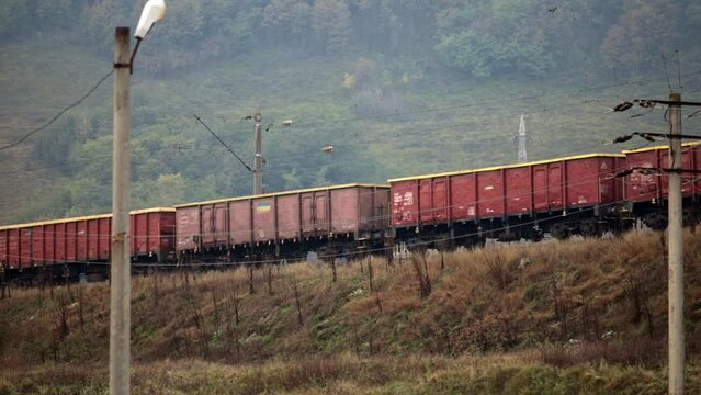 Romanian cargo train enters the town 1