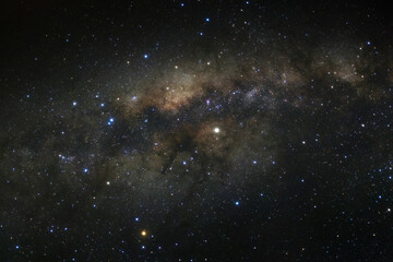 Milky way galaxy with stars and space dust in the universe, Long exposure photograph, with grain.