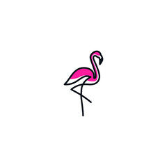 Flamingo logo icon line abstract vector