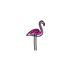 Flamingo logo icon line abstract vector