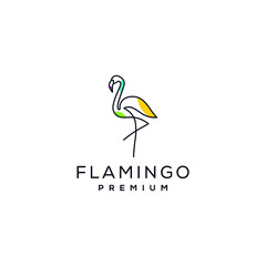 Flamingo logo icon line abstract vector