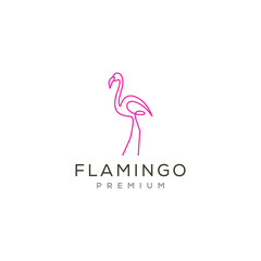 Flamingo logo icon line abstract vector