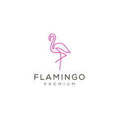 Flamingo logo icon line abstract vector