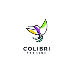 Hummingbird colibri bird logo icon line abstract vector