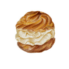 Watercolor hand drawn, Bakery Icescreem and dessert