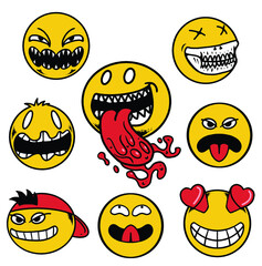 Face expression of yellow smile icon set