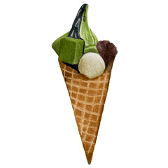 Watercolor hand drawn, Bakery Icescreem and dessert