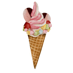 Watercolor hand drawn, Bakery Icescreem and dessert