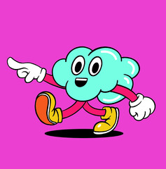 Cloud Cute Vintage Mascot Illustration