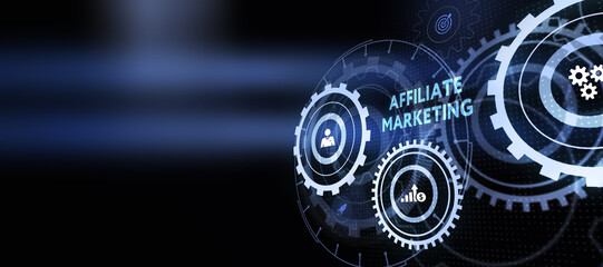 AFFILIATE MARKETING. Business, Technology, Internet and network concept. 3d illustration