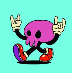 Skull Cute Vintage Mascot Illustration