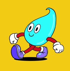 Water drop Cute Vintage Mascot Illustration