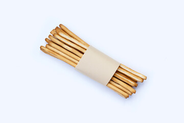 Bread sticks on white background