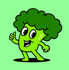 Broccoli Cute Vintage Mascot Illustration