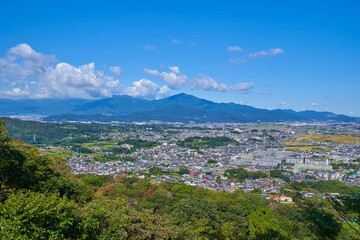 Naklejka na ściany i meble 神奈川県の湘南平から北西側の丹沢山系と平塚市方面の眺望