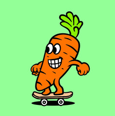 Carrot Cute Vintage Mascot Illustration