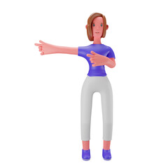 3d illustration Woman pointing left side