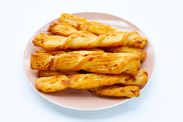 Bread sticks on white background