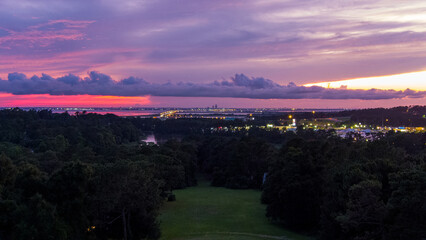 Sunset over lake forest in Daphne, Alabama 