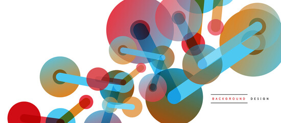 Obraz premium Abstract background. Round dots connected by lines. Trendy techno business template for wallpaper, banner, background or landing