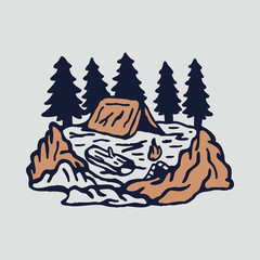 Camping on the good place in the nature graphic illustration vector art t-shirt design
