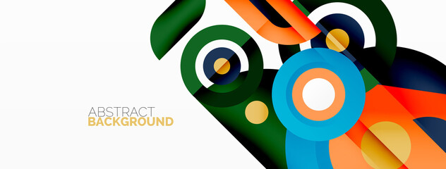 Abstract round shapes background. Minimalist decoration. Geometric background with circles and rings
