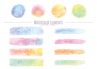 水彩のフレームセット。淡色。