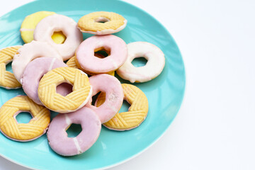 Cookie shapes donut. Colorful snack