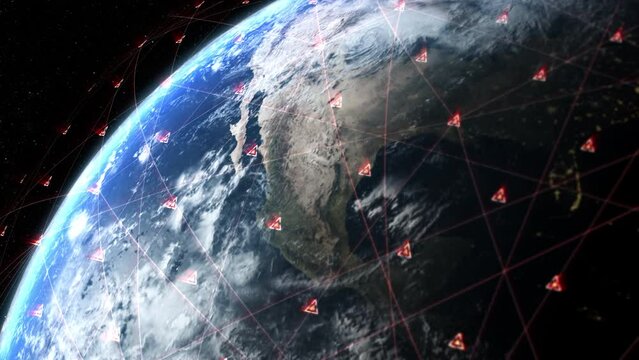 Global Positioning System GPS of navigation satellites or satnav transmit data coverage around planet Earth