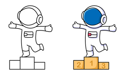 cute astronaut winner cartoon design