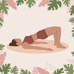 pilatas pose. girl doing pilatas, yoga, fitness