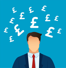 man thinking with Pound icon vector illustration	