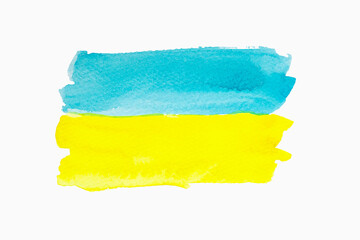 Obraz premium watercolor flag of ukraine. War to Ukraine watercolor illustration.