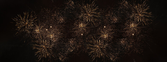 Fireworks pyrotechnics celebration party event festival holiday or New Year background panorama -...