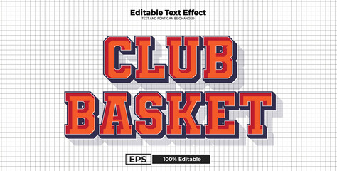Club Basket editable text effect in modern trend style