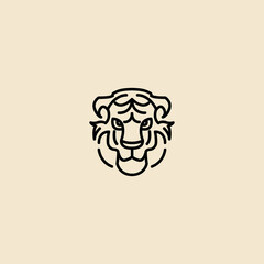face tiger animal logo symbol in isolated background vector
