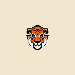 face tiger animal logo symbol in isolated background vector