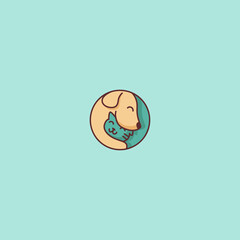 Dog and cat logo symbol icon in isolated background vector