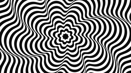 Abstract pattern of black and white lines. Optical illusion.