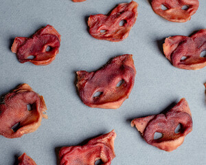 Natural dried treats for dogs. Treats for rewarding and training dogs. Dried meat products for...